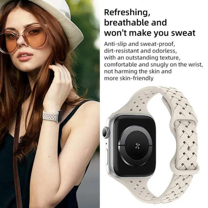 XDfind Silicone Butterfly Buckle Braided Watch Band 38-49mm | Syndmart