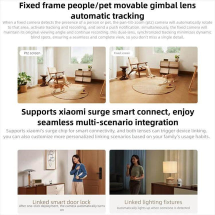 Xiaomi Mijia Dual Lens Smart Camera for Comprehensive Home Monitoring - dual-lens 360° rotation, automatic tracking, app alerts for pets and intruders