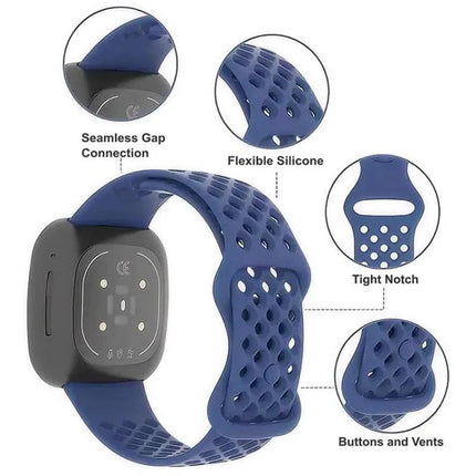Silicone Breathable Watch Band For Fitbit Versa 3 Sense