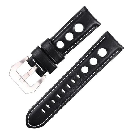 XDfind Genuine Leather Watch Band Silver Buckle 20/22/24mm