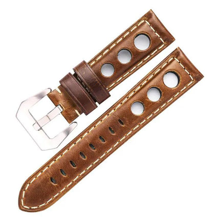 XDfind Genuine Leather Watch Band Silver Buckle 20/22/24mm