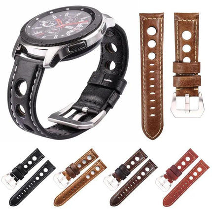 XDfind Genuine Leather Watch Band Silver Buckle 20/22/24mm