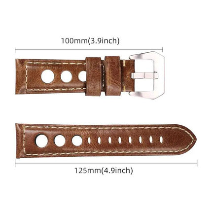 XDfind Genuine Leather Watch Band Silver Buckle 20/22/24mm