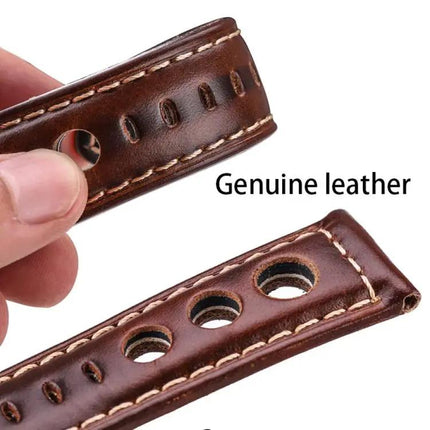 XDfind Genuine Leather Watch Band Silver Buckle 20/22/24mm