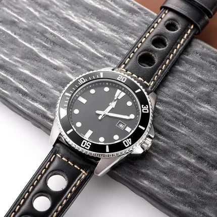 XDfind Genuine Leather Watch Band Silver Buckle 20/22/24mm