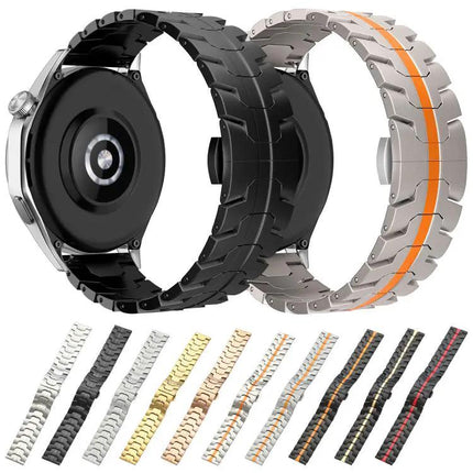 22mm Stainless Steel Watch Band With Butterfly Clasp
