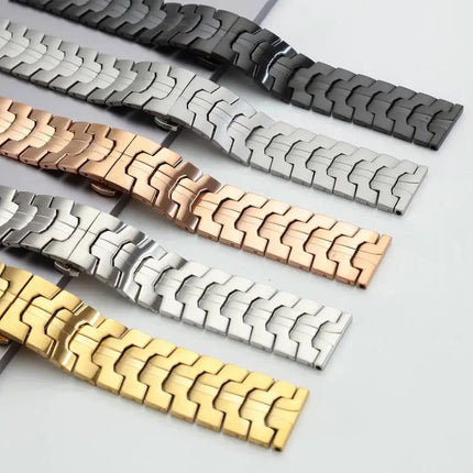 22mm Stainless Steel Watch Band With Butterfly Clasp