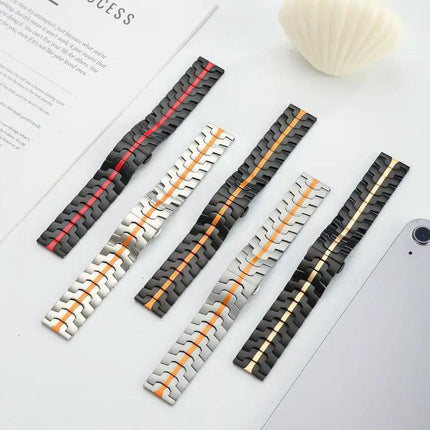 22mm Stainless Steel Watch Band With Butterfly Clasp