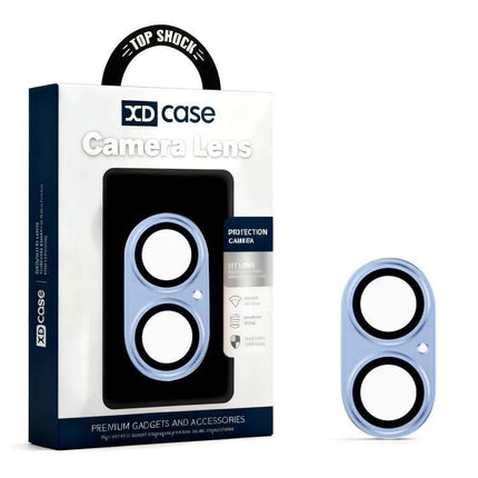 XDcase iPhone Camera Lens Protector Film for Daily Use - blue metal frame tempered glass 9H camera lens protector with packaging