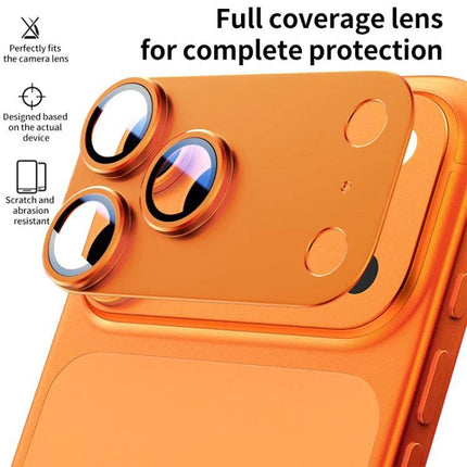 XDcase iPhone Camera Lens Protector Film for Daily Use - orange one-piece metal frame tempered glass lens cover, scratch-resistant, HD clarity