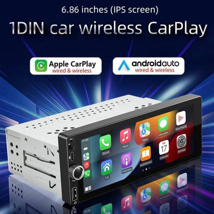 Car Audio Player with CarPlay and Android Auto Support 6.86in IPS screen 1DIN wireless Apple CarPlay Android Auto