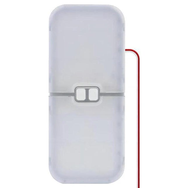 12-30V RV Roof Light With Three Color Temperatures white rectangular RV ceiling light with red power wire and dual-button switch