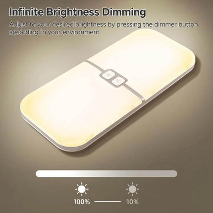 12-30V RV Roof Light With Three Color Temperatures shown mounted ceiling-style with dimmer buttons and warm-to-cool modes