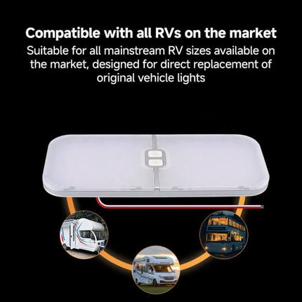 12-30V RV Roof Light With Three Color Temperatures mounted as a replacement RV ceiling fixture for kitchen, living area, or entry hatch