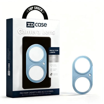 XDcase Shield Lens Protector for Everyday Phone Use - aluminum alloy iPhone 17 camera lens protector in blue, box and standalone shield