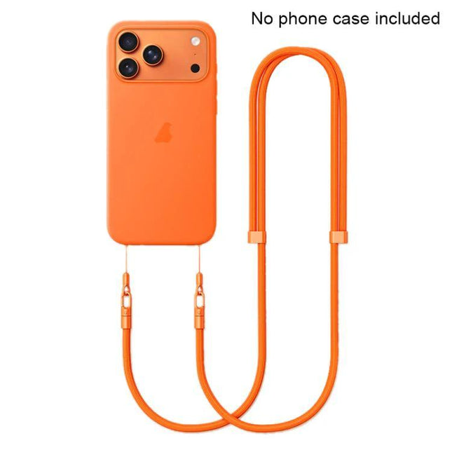 XDcase Adjustable Crossbody Phone Lanyard for Daily Use orange phone lanyard attached to case, adjustable hands-free strap for commuting and walks