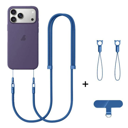 XDcase Adjustable Crossbody Phone Lanyard for Daily Use - blue adjustable crossbody phone lanyard with attachments shown