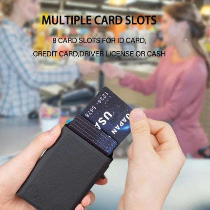 Magnetic Leather Card Bag with Colorblock Flowers Design shown holding multiple credit cards, compact PU leather card holder with magnetic closure