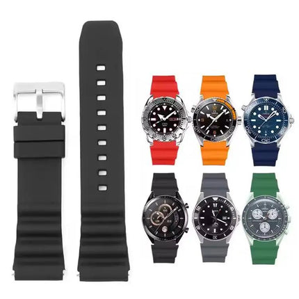 Silicone Replacement Watch Band Silver Buckle 20/22mm
