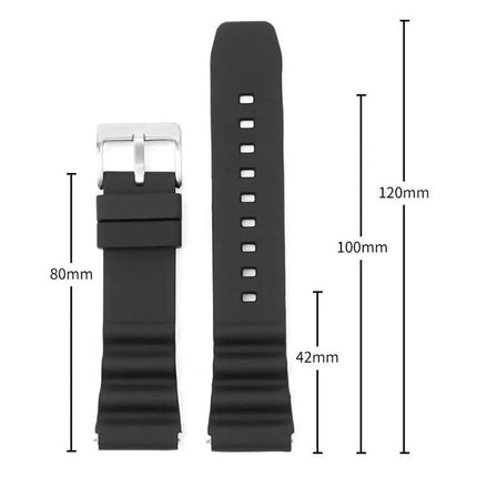 Silicone Replacement Watch Band Silver Buckle 20/22mm