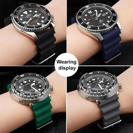 Silicone Replacement Watch Band Silver Buckle 20/22mm