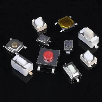 Remote Control Touch Switch Button 250 Pcs Box Pack - assortment of white and colored tactile switch buttons for remotes and small electronics