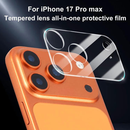 XDcase iPhone Camera Lens Protective Film For Everyday Use - clear tempered lens protector shown over orange iPhone camera array