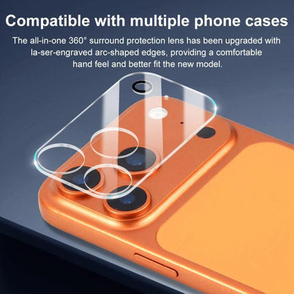 XDcase iPhone Camera Lens Protective Film For Everyday Use shown as clear film over orange phone camera module protecting lenses