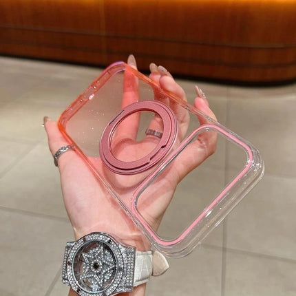 iPhone Everyday Case For Daily Handling And Travel Protects Against Scratches And Dirt - clear pink protective case with ring holder, ports accessible