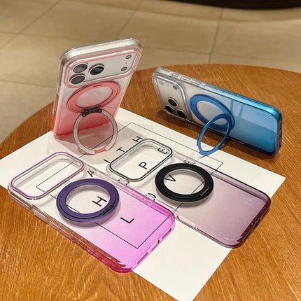 iPhone Everyday Case For Daily Handling And Travel Protects Against Scratches And Dirt - clear gradient cases with ring stands on table
