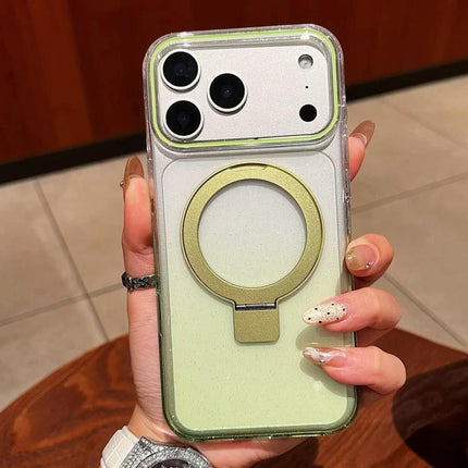Essential Phone Case for Everyday Protection – clear green MagSafe-compatible case with ring grip, textured finish and easy button access