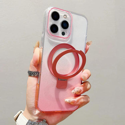 Daily iPhone Case With Ring Holder For Everyday Handling - clear pink PC case with circular metal ring grip for hands-free viewing