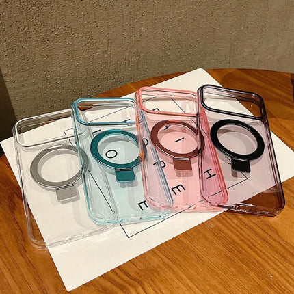 iPhone Protective Case With Ring Holder For Daily Use clear colored cases with pivot ring holders on wood surface