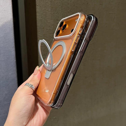 iPhone Protective Case With Ring Holder For Daily Use showing clear polycarbonate shell and pivot ring grip on an iPhone