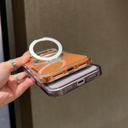 iPhone Protective Case With Ring Holder For Daily Use - clear durable PC case with pivot ring for secure grip and hands-free stand
