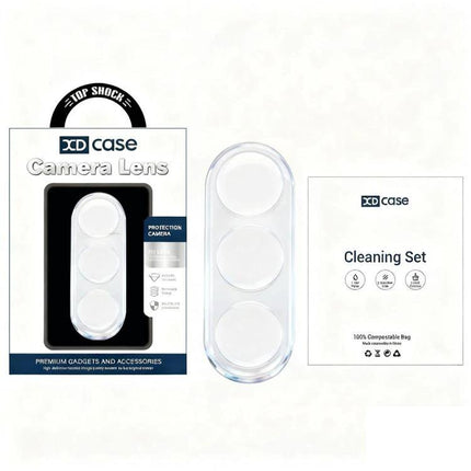 XDcase Camera Lens Protector for Samsung Phones packaged set with three round tempered glass protectors and cleaning set