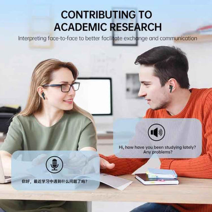 Wireless Bluetooth Earbuds With Touchscreen Translator For Travel - commuters using earbuds for calls and language translation