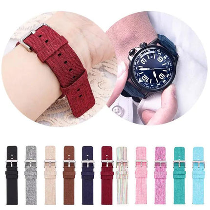 Nylon Woven Canvas Watch Band 16mm Stainless Steel