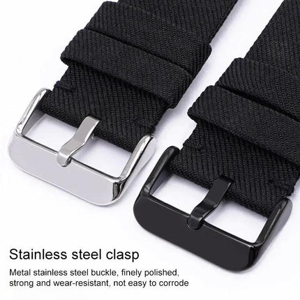 20mm Nylon Woven Canvas Watch Band With Steel Pin Buckle