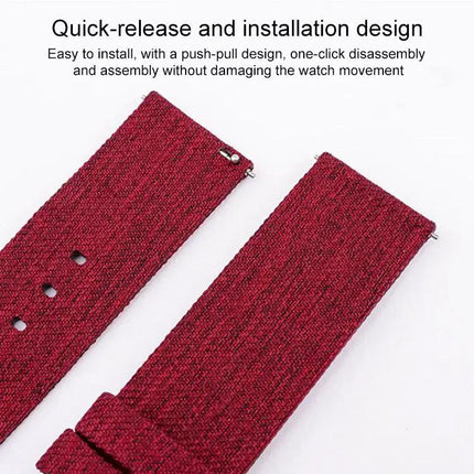 12mm Nylon Canvas Watch Band With Stainless Steel Buckle