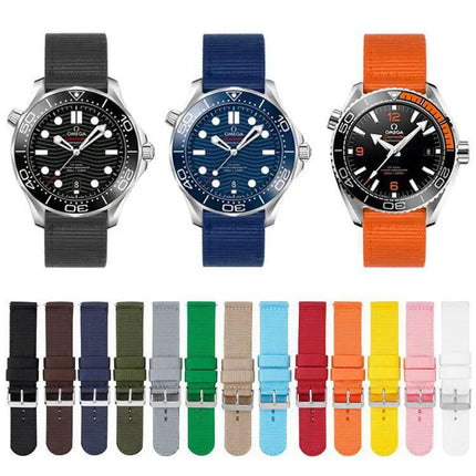 22mm Nylon Canvas Watch Band With Stainless Steel Pin Buckle