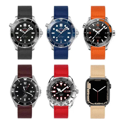 20mm Nylon Canvas Watch Band With Stainless Steel Buckle