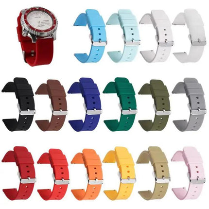 Silicone Watch Band 10mm/12mm Silver Pin Buckle Waterproof