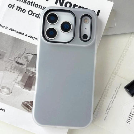 Daily Use Protective Case for iPhone 17 Pro Max slim TPU PC blend translucent gray case showing raised camera lip and precise port access