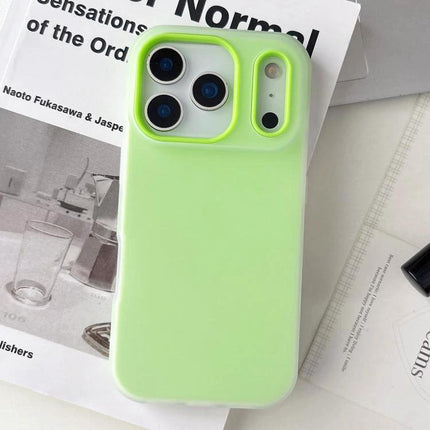 Daily Use Protective Case for iPhone 17 Pro Max in pastel green TPU PC blend showing raised camera lip and slim profile for everyday protection