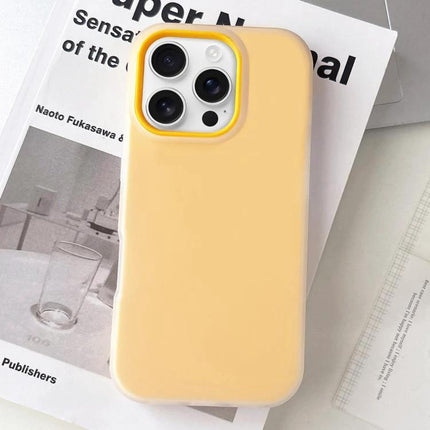 Essential iPhone Case for Everyday Use in pale yellow with raised camera and screen edges, slim protective everyday phone cover