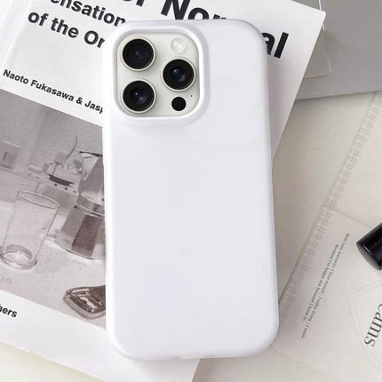 Protective Matte Case For Everyday iPhone Use white slim matte case on table showing camera cutout and smooth finish