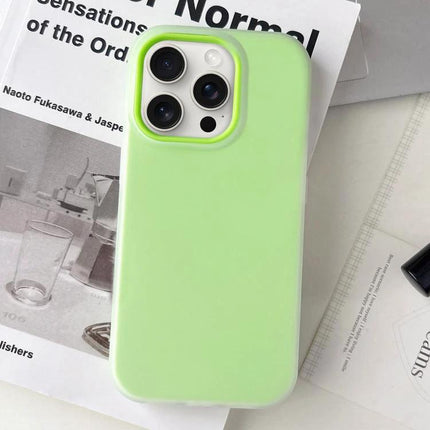 Protective Matte Case For Everyday iPhone Use in pastel green, slim profile showing camera cutout and matte finish for daily handling and travel