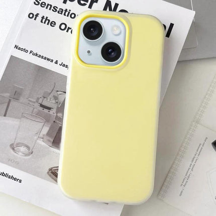 iPhone 15 Case for Everyday Use Slim Protective Cover for Daily Activities and Commutes - slim yellow TPU PC hybrid case shown on white background