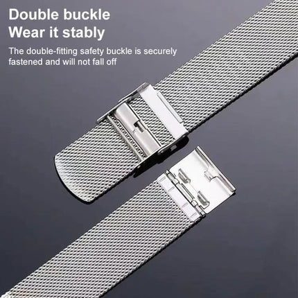 Milanese Stainless Steel Watch Band 24mm With Safety Clasp